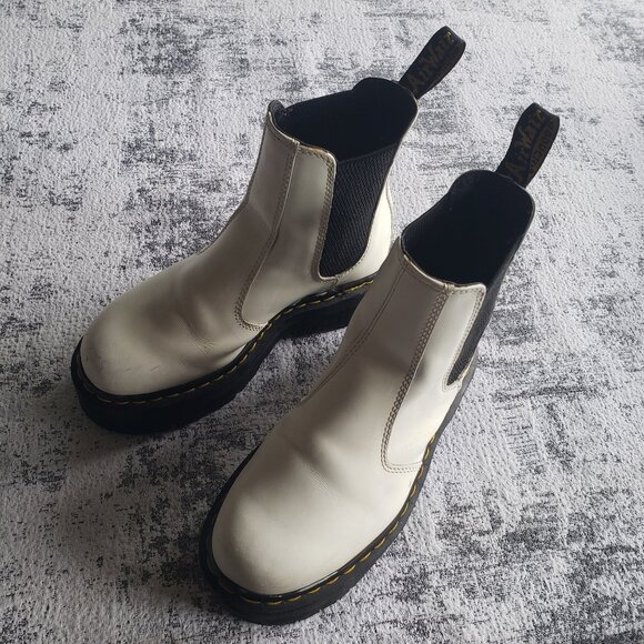 White Doc Marten Platform Quad Chelsea Boots Size 6 [Men's Sz5] - Picture 3 of 16